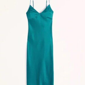 Abercrombie & Fitch - Teal Satin Midi Dress